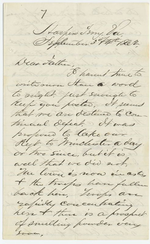 Adams To Father, pg. 1, Sep 3 and 4, 1862