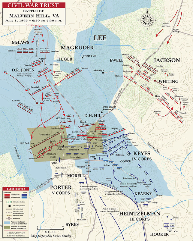 The Battle of Malvern Hill map