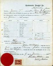 Image - a hospital release form of the Quartermaster Hospital, Nashville, Tennessee